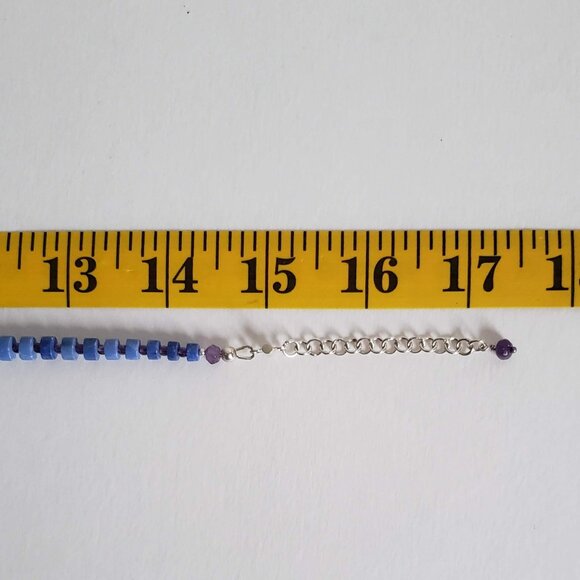 Sterling Silver MAGNESITE AMETHYST CHALCEDONY Necklace Heishi Choker Adjustable - Picture 16 of 16